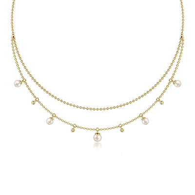 14K Yellow Gold Bujukan Pearl Layered Necklace