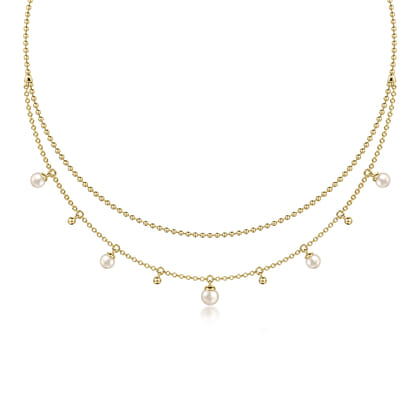 14K Yellow Gold Bujukan Pearl Layered Necklace