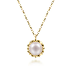 14K Yellow Gold Bujukan Pearl Pendant Necklace 