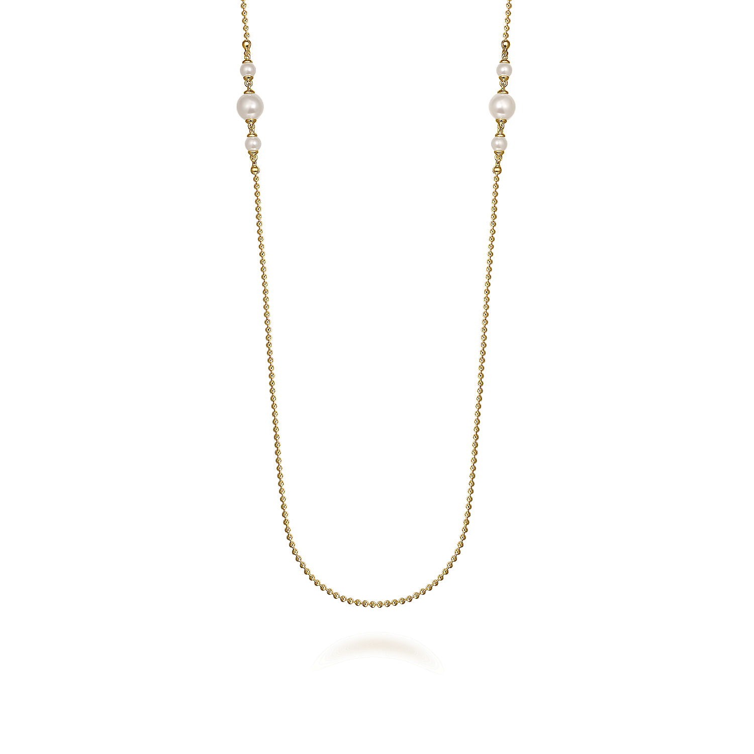 14K Yellow Gold Bujukan Pearl Station Necklace @ $3000. Shop