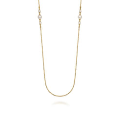 14K Yellow Gold Bujukan Pearl Station Necklace