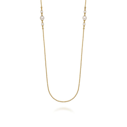 14K Yellow Gold Bujukan Pearl Station Necklace