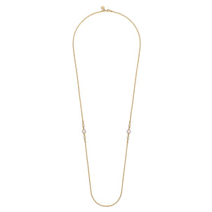 14K Yellow Gold Bujukan Pearl Station Necklace