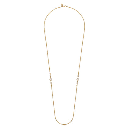 14K Yellow Gold Bujukan Pearl Station Necklace
