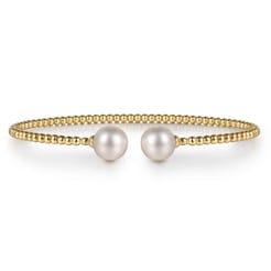 14K Yellow Gold Bujukan Pearls Split Bangle