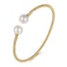 14K Yellow Gold Bujukan Pearls Split Bangle