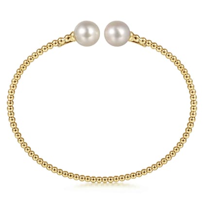 14K Yellow Gold Bujukan Pearls Split Bangle