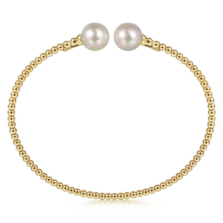 14K Yellow Gold Bujukan Pearls Split Bangle - Shot 3