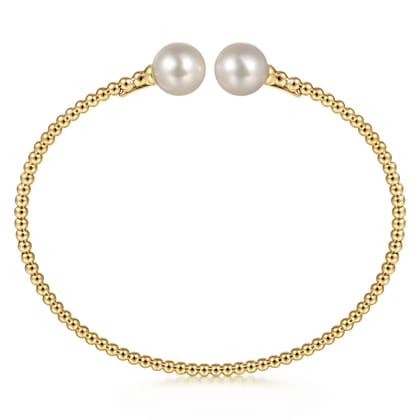 14K Yellow Gold Bujukan Pearls Split Bangle