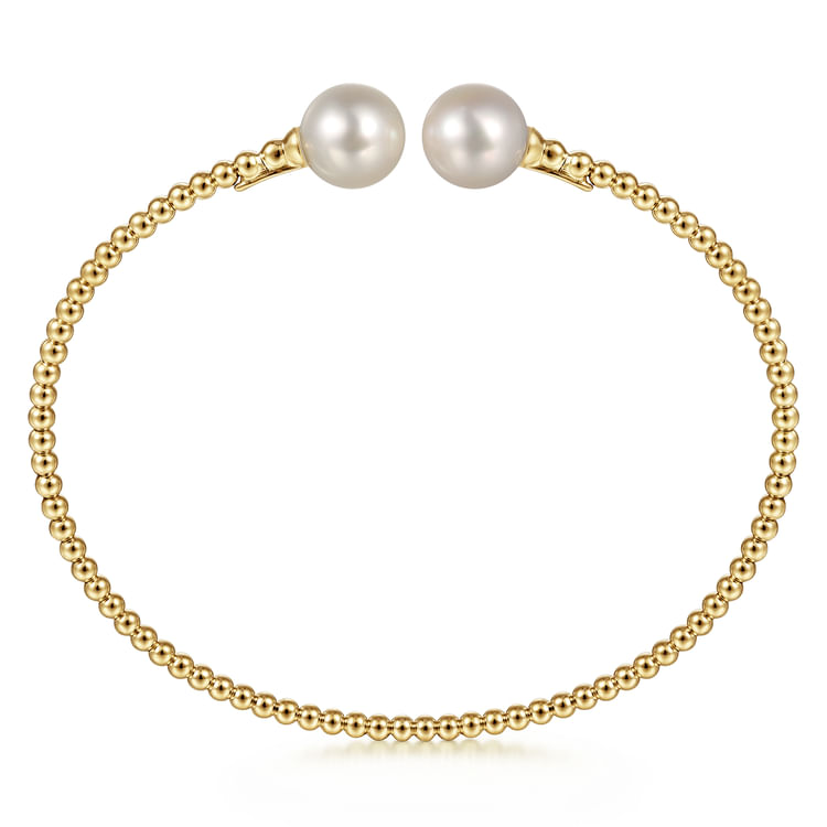 14K Yellow Gold Bujukan Pearls Split Bangle