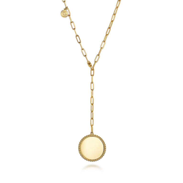 14K Yellow Gold Bujukan Pendant Hollow Chain Necklace - Shot 1