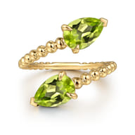14K Yellow Gold Bujukan Peridot Bypass Ladies Ring