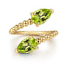 14K Yellow Gold Bujukan Peridot Bypass Ladies Ring