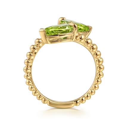 14K Yellow Gold Bujukan Peridot Bypass Ladies Ring