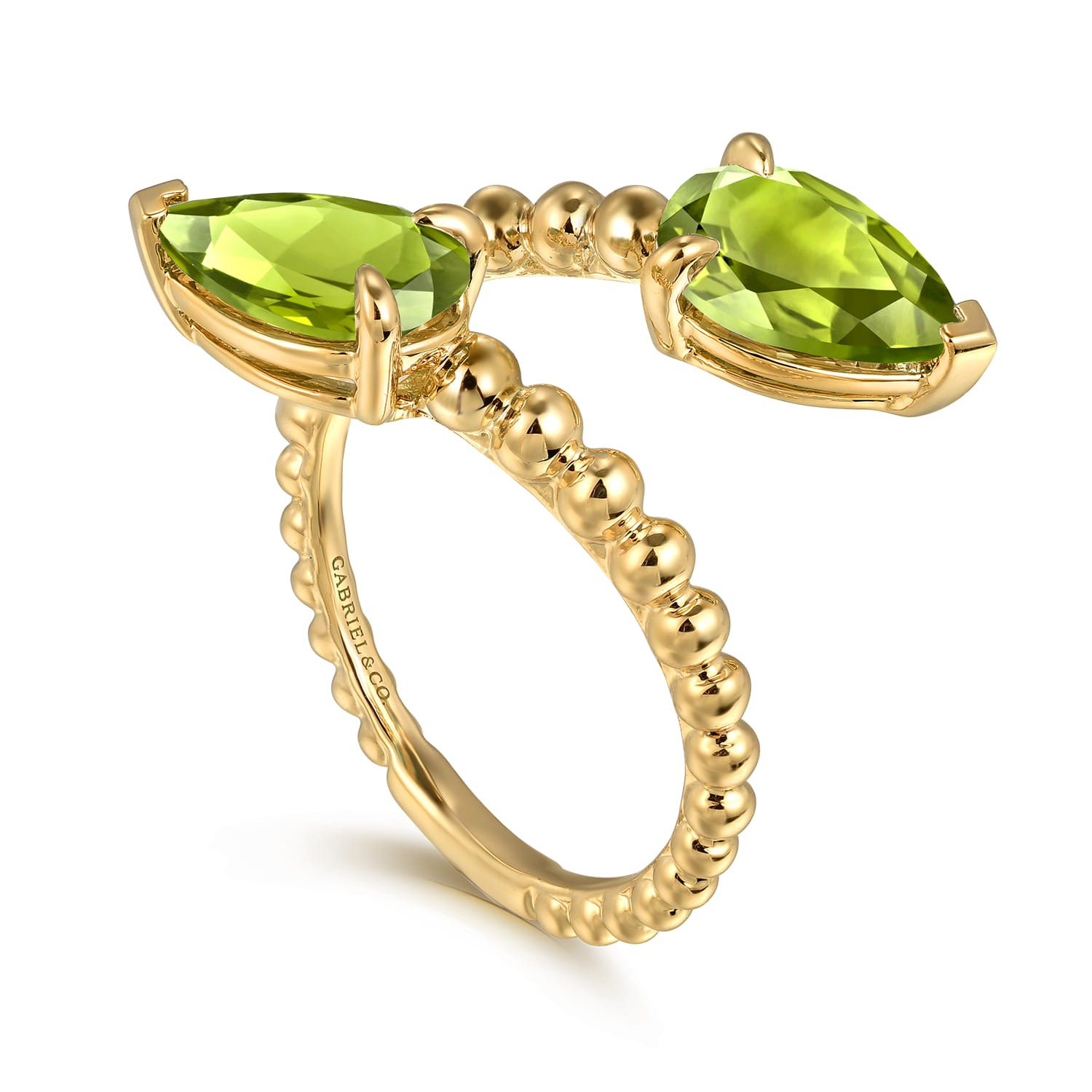 14K Yellow Gold Bujukan Peridot Bypass Ladies Ring - Shot 3