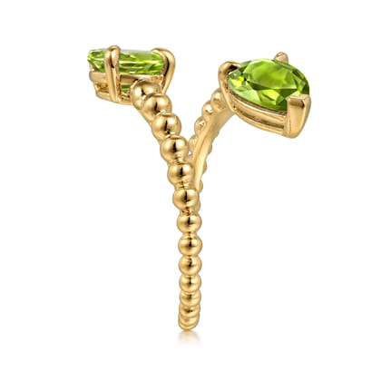 14K Yellow Gold Bujukan Peridot Bypass Ladies Ring