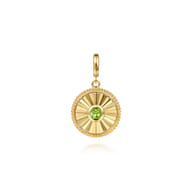 14K Yellow Gold Bujukan Peridot Medallion Pendant With Detachable Bail
