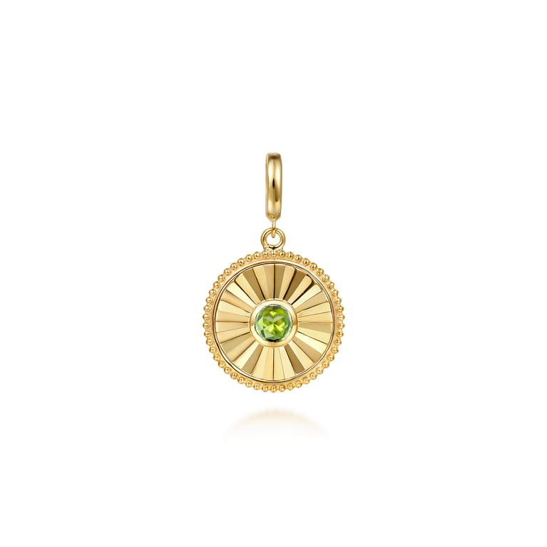14K Yellow Gold Bujukan Peridot Medallion Pendant With Detachable Bail - Shot 1