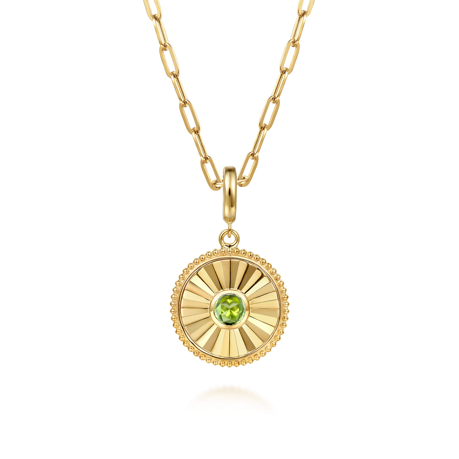 14K Yellow Gold Bujukan Peridot Medallion Pendant With Detachable Bail - Shot 3