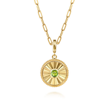14K Yellow Gold Bujukan Peridot Medallion Pendant With Detachable Bail
