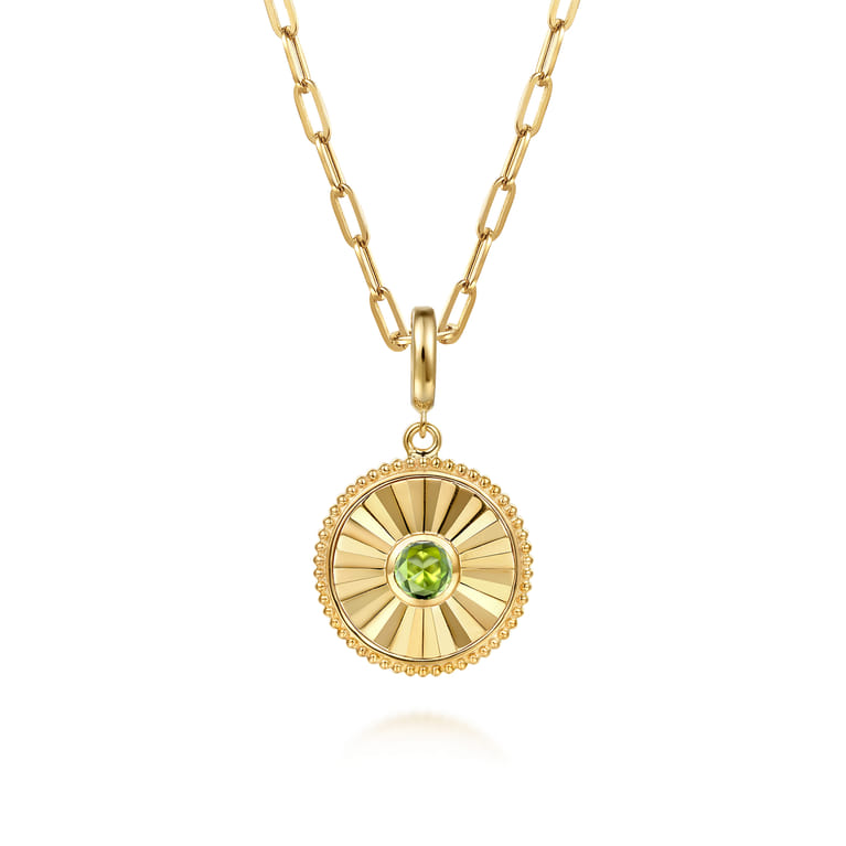 14K Yellow Gold Bujukan Peridot Medallion Pendant With Detachable Bail - Shot 3