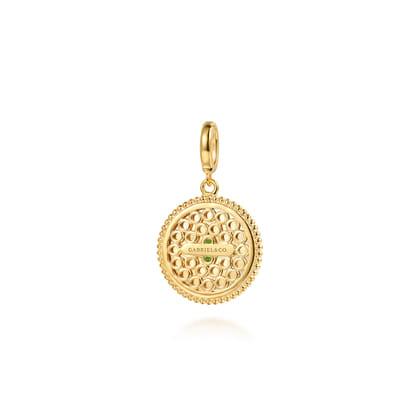 14K Yellow Gold Bujukan Peridot Medallion Pendant with Detachable Bail
