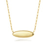 14K Yellow Gold Bujukan Personalized Elongated Oval Pendant Necklace with Hollow Paperclip Chain