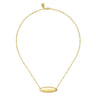 14K Yellow Gold Bujukan Personalized Elongated Oval Pendant Necklace with Hollow Paperclip Chain