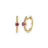 14K Yellow Gold Bujukan Pink Tourmaline 15mm Huggie Earrings