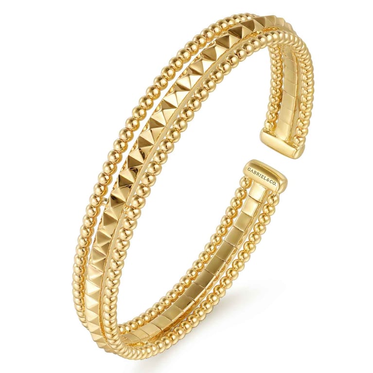 14K Yellow Gold Bujukan Pyramid Bangle - Shot 2