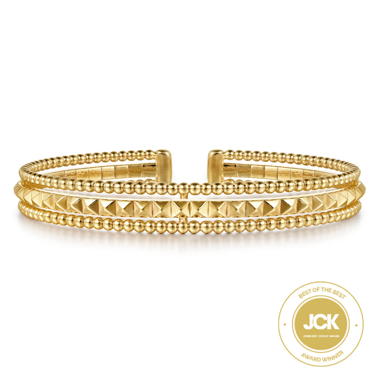 14K Yellow Gold Bujukan Pyramid Bangle - Shot 1