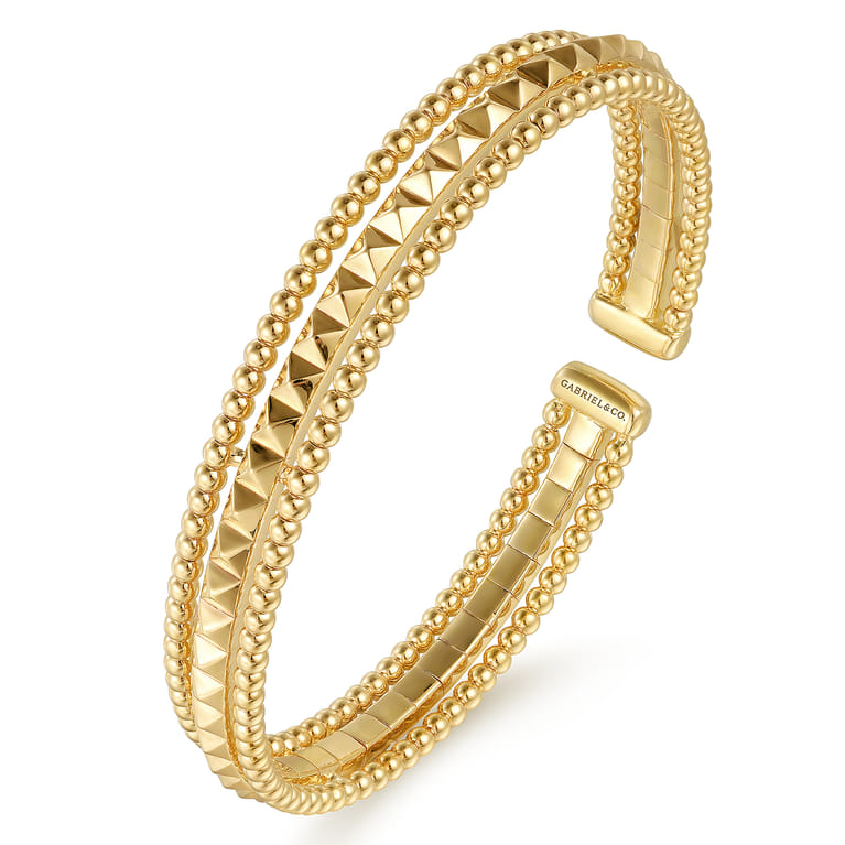 14K Yellow Gold Bujukan Pyramid Bangle - Shot 2