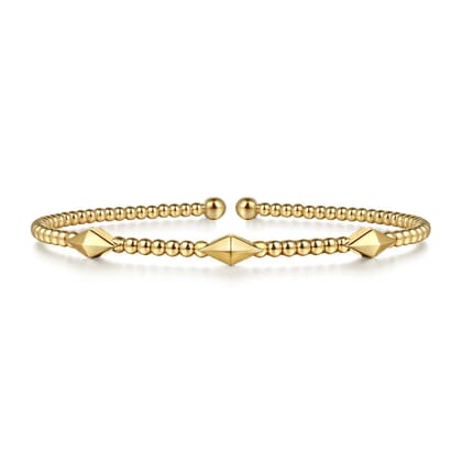 14K Yellow Gold Bujukan Pyramid Stations Bangle