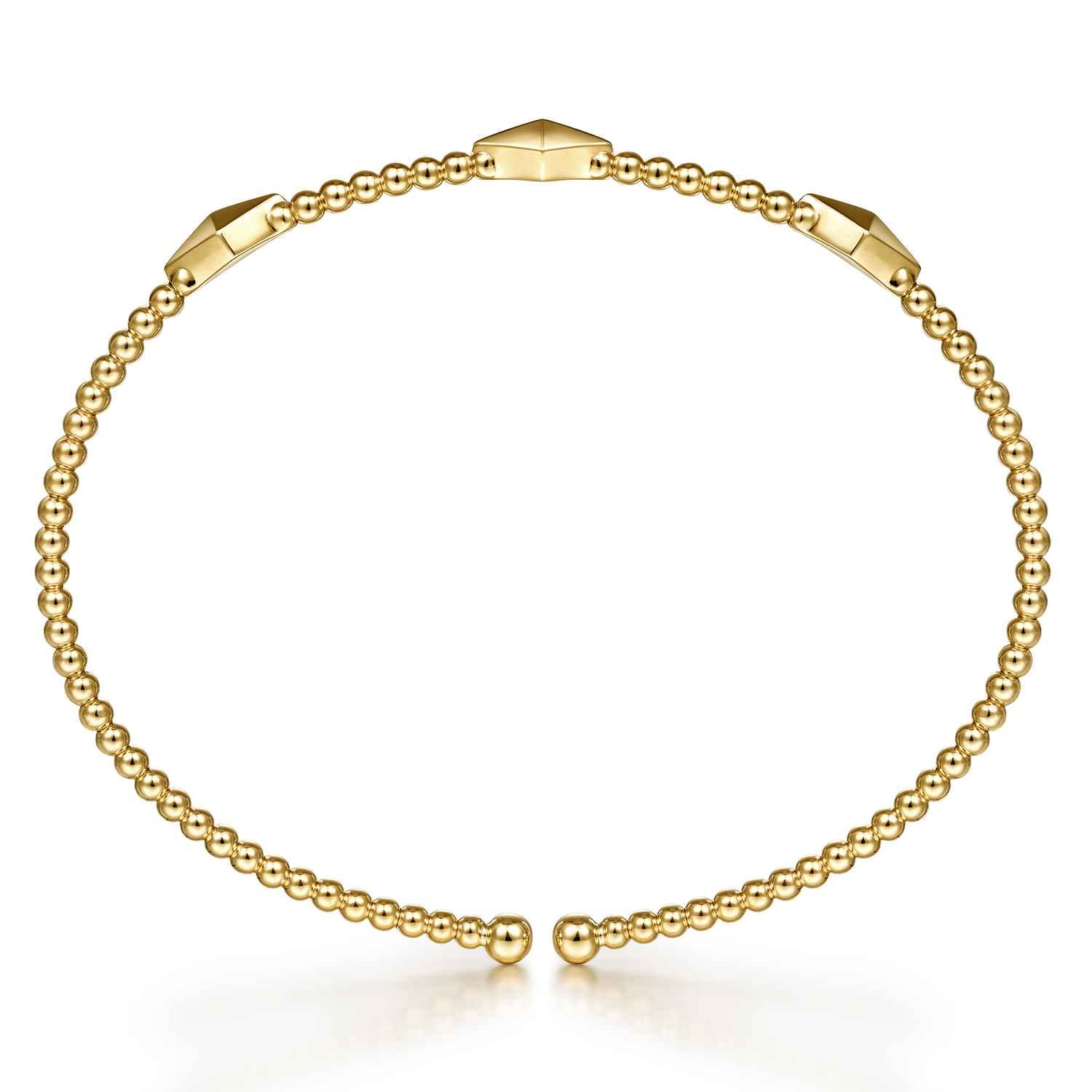 14K Yellow Gold Bujukan Pyramid Stations Bangle - Shot 3