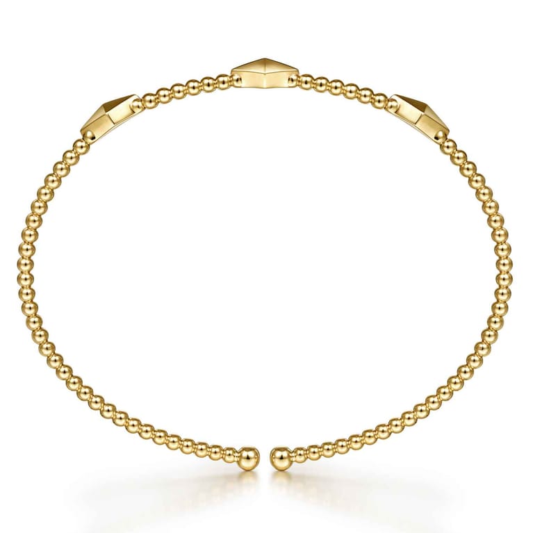 14K Yellow Gold Bujukan Pyramid Stations Bangle - Shot 3