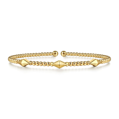 14K Yellow Gold Bujukan Pyramid Stations Bangle