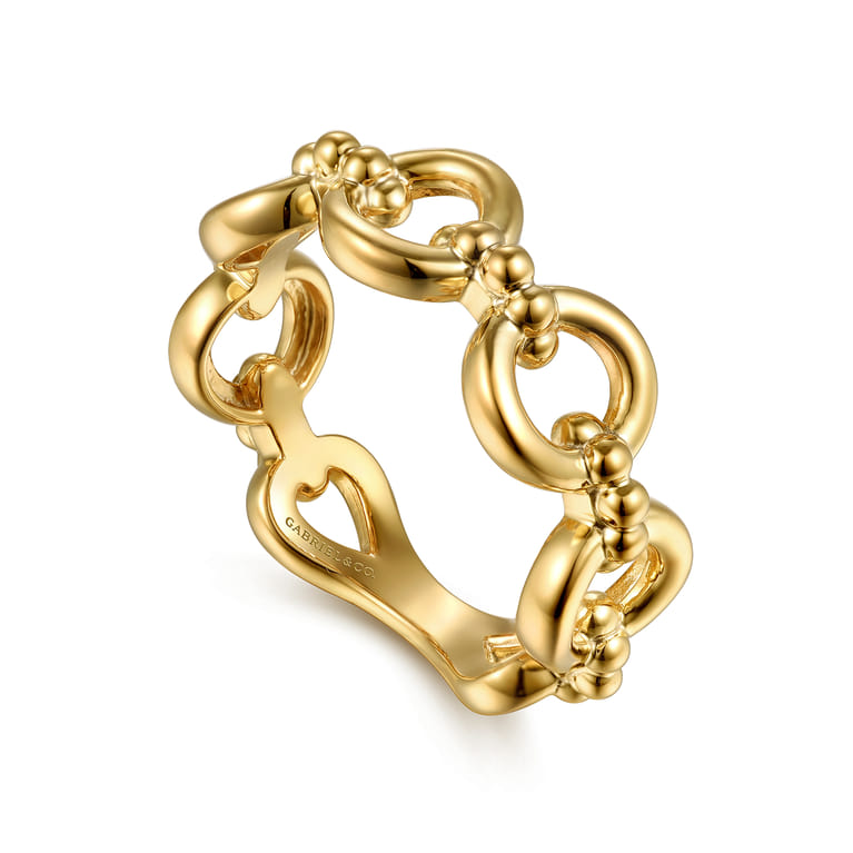 14K Yellow Gold Bujukan Round Link Bold Stackable - Shot 3