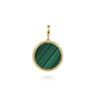 14K Yellow Gold Bujukan Round Malachite Medallion Pendant With Detachable Bail