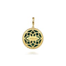 14K Yellow Gold Bujukan Round Malachite Medallion Pendant With Detachable Bail