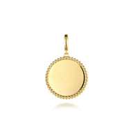 14K Yellow Gold Bujukan Round Personalized Medallion Pendant in size 24mm With Detachable Bail