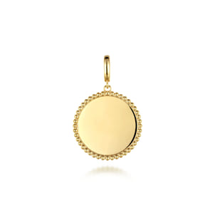 14K Yellow Gold Bujukan Round Personalized Medallion Pendant in size 24mm With Detachable Bail