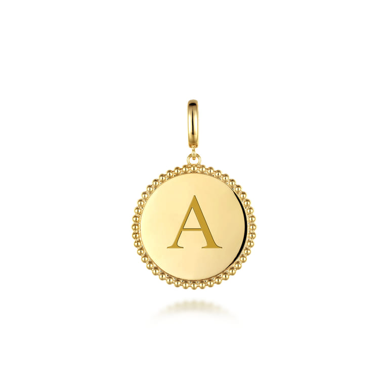 14K Yellow Gold Bujukan Round Personalized Medallion Pendant in size 24mm With Detachable Bail - Shot 5