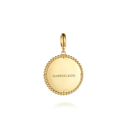 14K Yellow Gold Bujukan Round Personalized Medallion Pendant in size 24mm with Detachable Bail