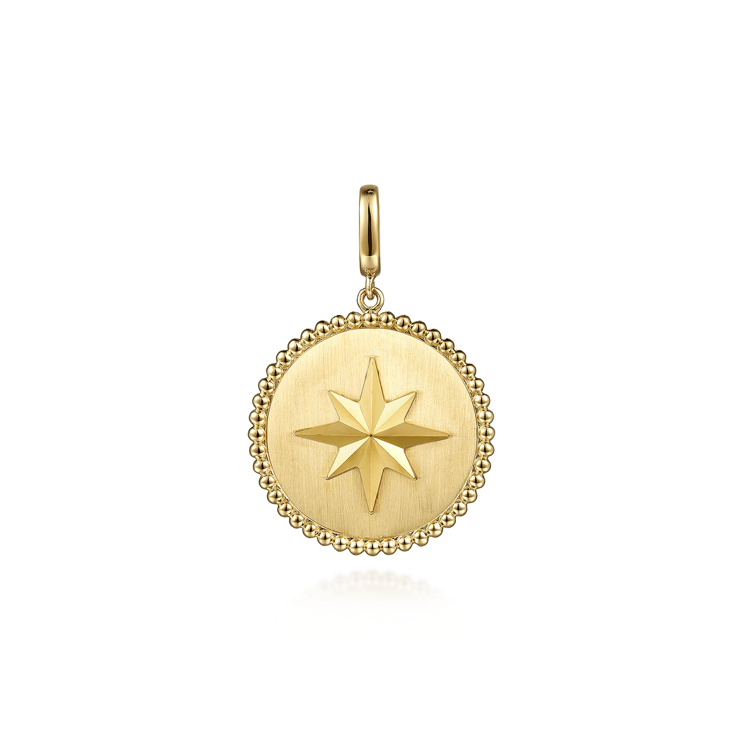 14K Yellow Gold Bujukan Round Starburst Medallion Pendant With Detachable Bail