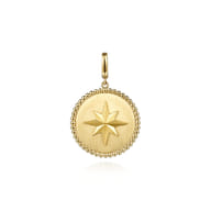 14K Yellow Gold Bujukan Round Starburst Medallion Pendant With Detachable Bail