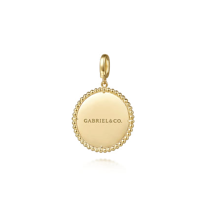 14K Yellow Gold Bujukan Round Starburst Medallion Pendant with Detachable Bail