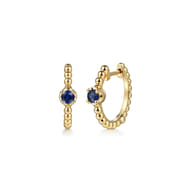 14K Yellow Gold Bujukan Sapphire 15mm Huggie Earrings
