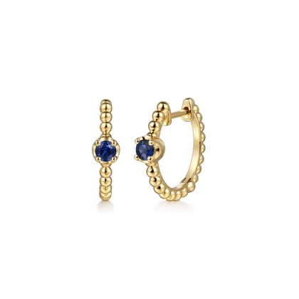 14K Yellow Gold Bujukan Sapphire 15mm Huggie Earrings