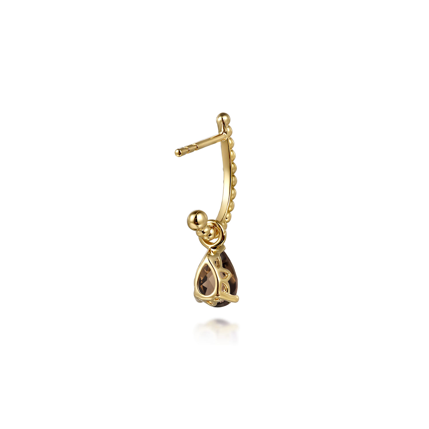 14K Yellow Gold Bujukan Smoky Quartz J Hoop Earrings - Shot 2