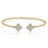 14K Yellow Gold Bujukan Split Cuff Bracelet with Diamond Flower Caps - 0.21 ct
